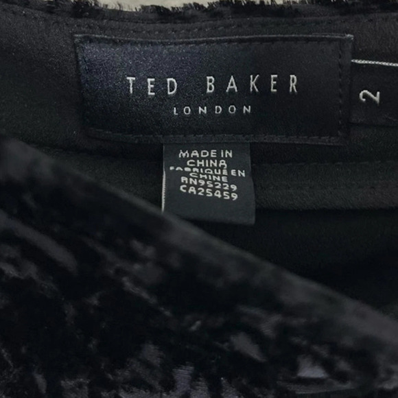 Ted Baker Marinah Skirt Womens Size 2 Black‎ Velvet Burnout Dropped Waist NEW - Picture 8 of 15